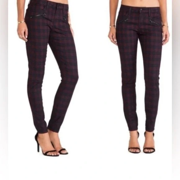 Joe’s Zip Coated Plaid Stretch Skinny Jeans - Picture 2 of 7